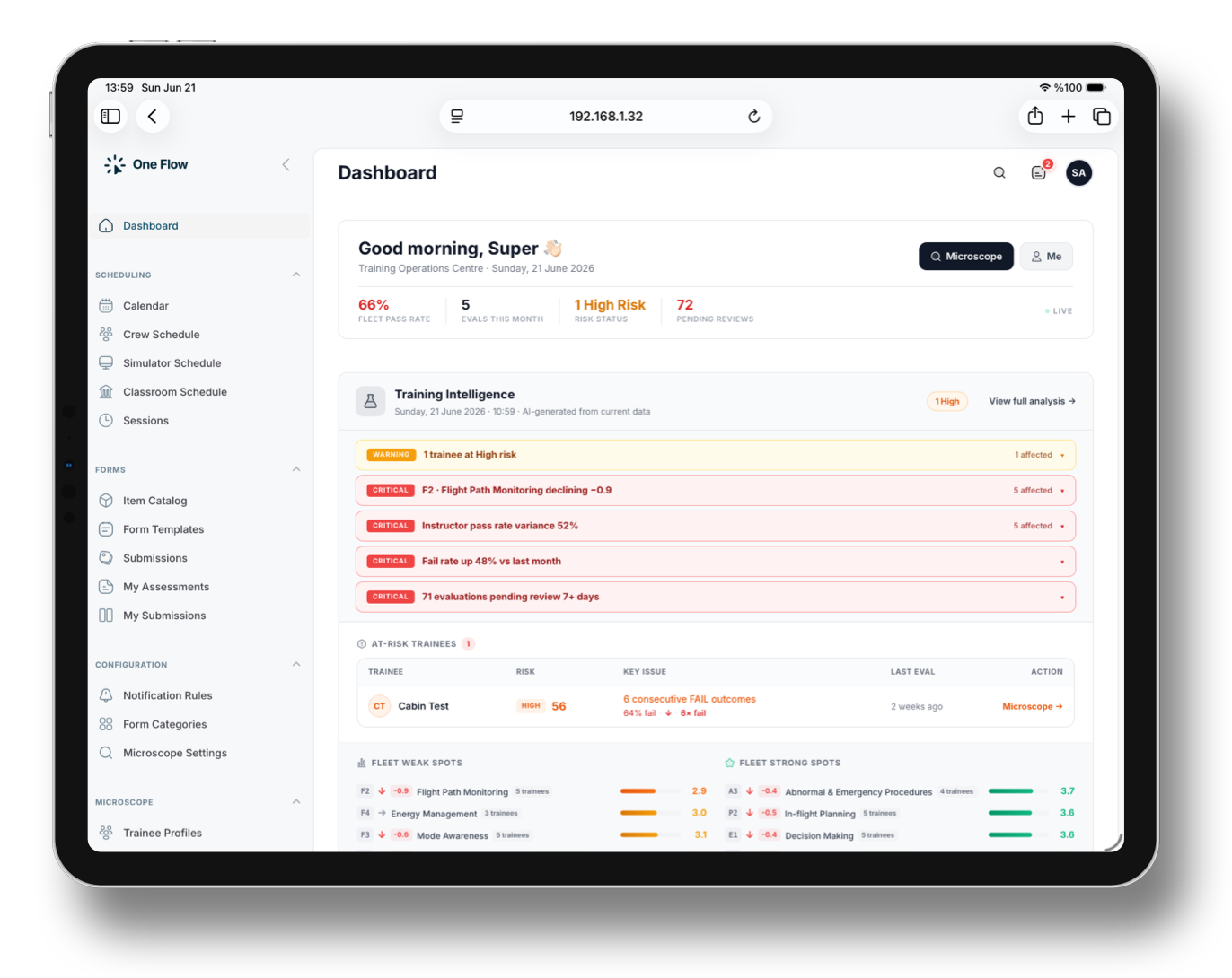 OneFlow — Line Check assessment form